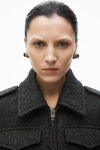 Alexander Wang dark charcoal cropped military jacket in donegal wool