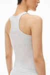 alexander wang racerback tank in ribbed cotton heather grey