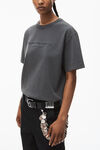 alexander wang embossed logo tee in compact jersey soft obsidian