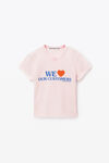 Alexander Wang lt pink bleach out “love our customers”字样紧身 t 恤