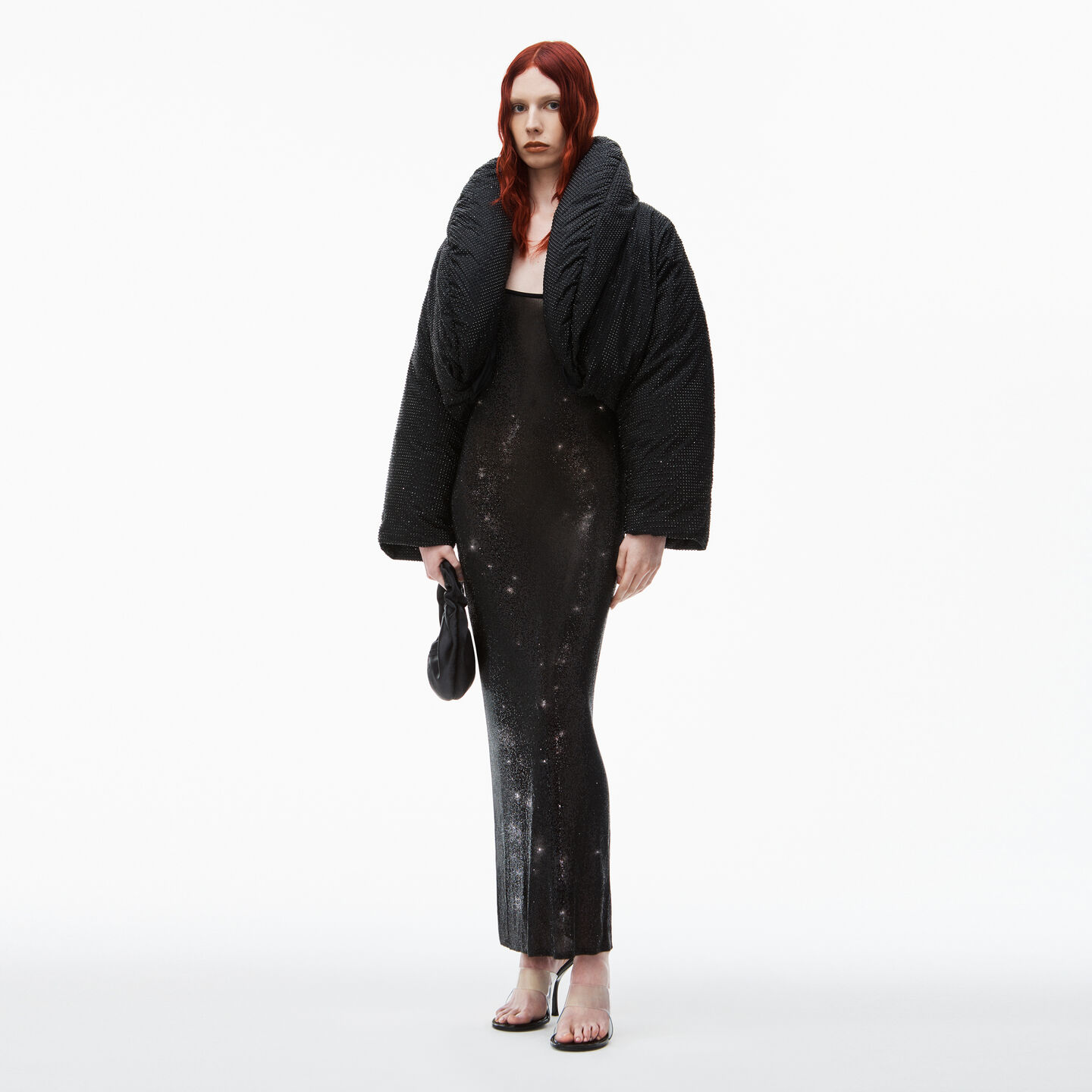 Alexander Wang Black Bead Midi Dress In Black