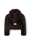 alexander wang フォーファー ショールカラー ショートコート charcoal brown