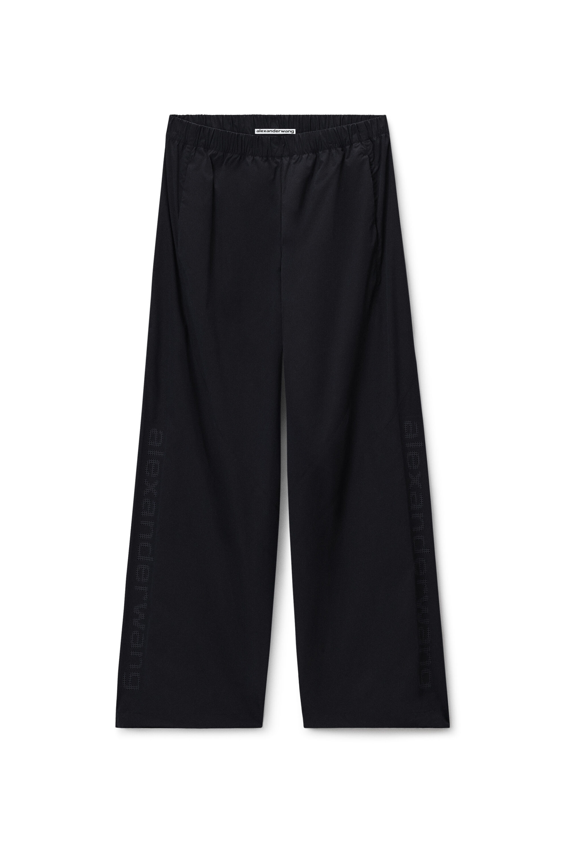 【ALEXANDER WANG】ENGINEERED TROUSERS 30 PERFORATED LOGO MID-RISE TRACK PANT in BLACK | alexanderwang®