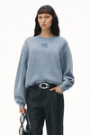 alexander wang puff logo sweatshirt in terry soft bluestone
