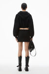 alexander wang mini skirt in classic cotton terry with logo waistband faded black