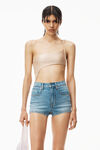 alexander wang hot shorts in stretch denim vintage light indigo