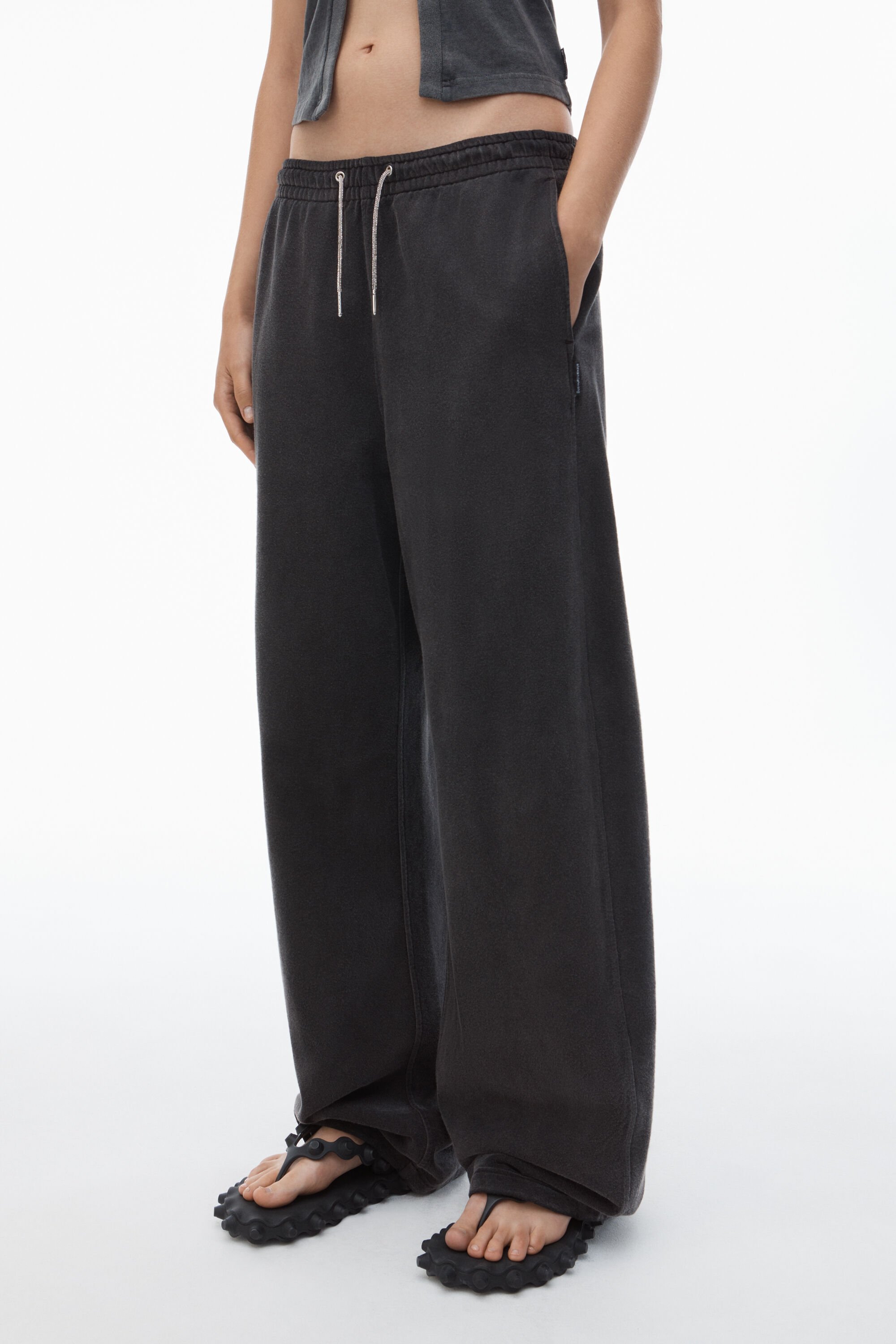 Sweatpant in Cotton Terry with Crystal Hotfix Drawcord in WASHED
