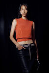 Alexander Wang fiery red mockneck tank in clear bead hotfix