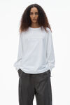 Alexander Wang white t-shirt à manches longues unisexe en jersey de coton avec logo effet usé