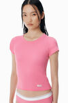 Alexander Wang lotus pink 粉色低圆领罗纹棉质 t 恤