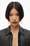 alexander wang crystal pinstripe shirt in silk charmeuse black
