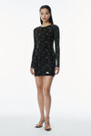 Alexander Wang washed black multi 花卉图案罗纹棉质迷你连衣裙