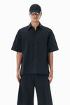 Alexander Wang black black laser-cut logo button up shirt