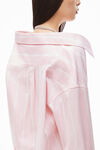 alexander wang crystal button up shirt in cotton poplin light pink/white