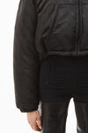 alexander wang crop puffer in logo jacquard nylon black
