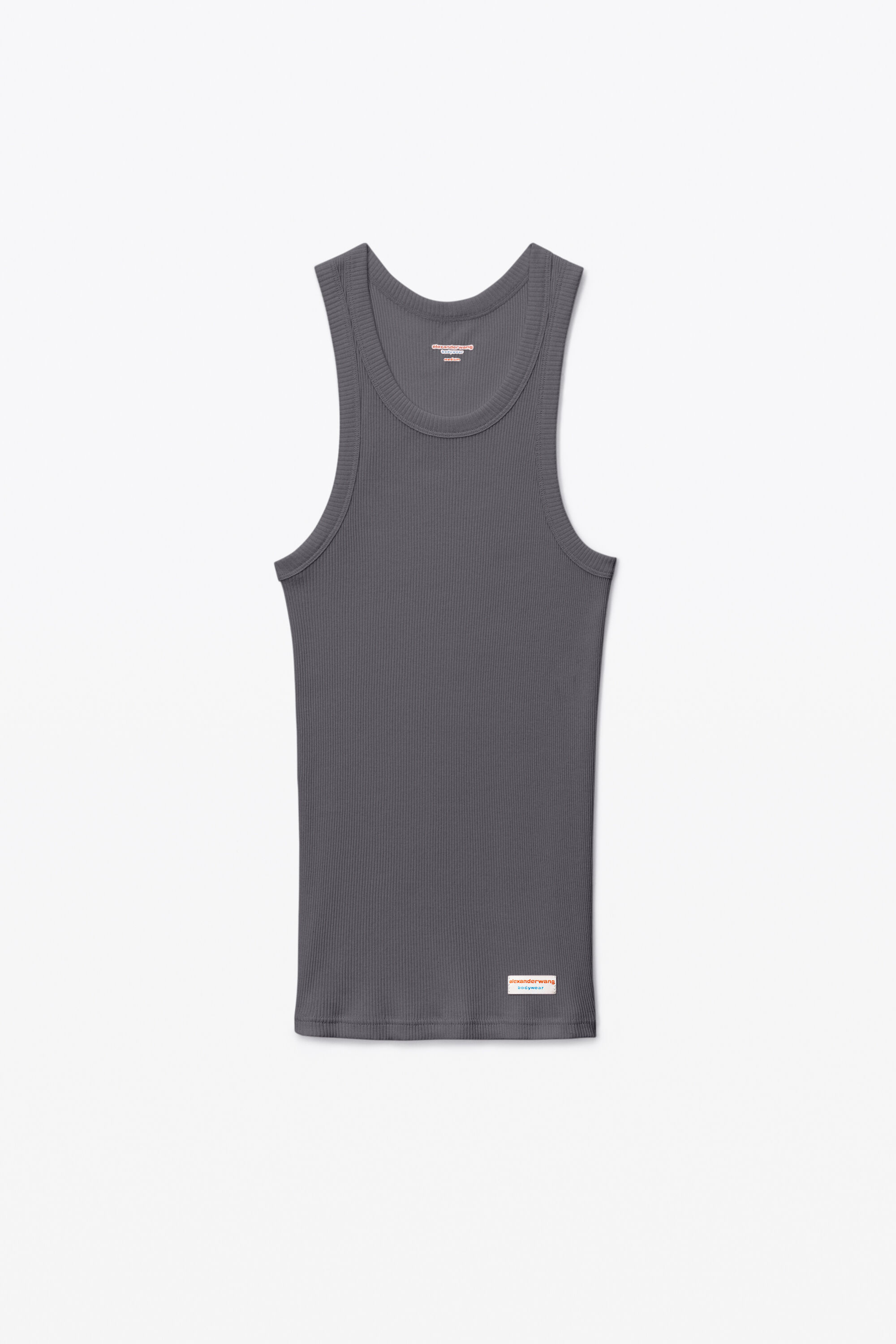 Men's Grey Cropped Racerback Tank Top in ARMY DRAB | alexanderwang®