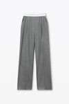 Alexander Wang light heather grey high-waist pleated pant with logo elastic