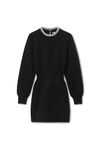 Alexander Wang black long sleeve dress in wool blend with crystal hotfix trim
