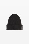 Alexander Wang black ribbed beanie with logo flag tag
