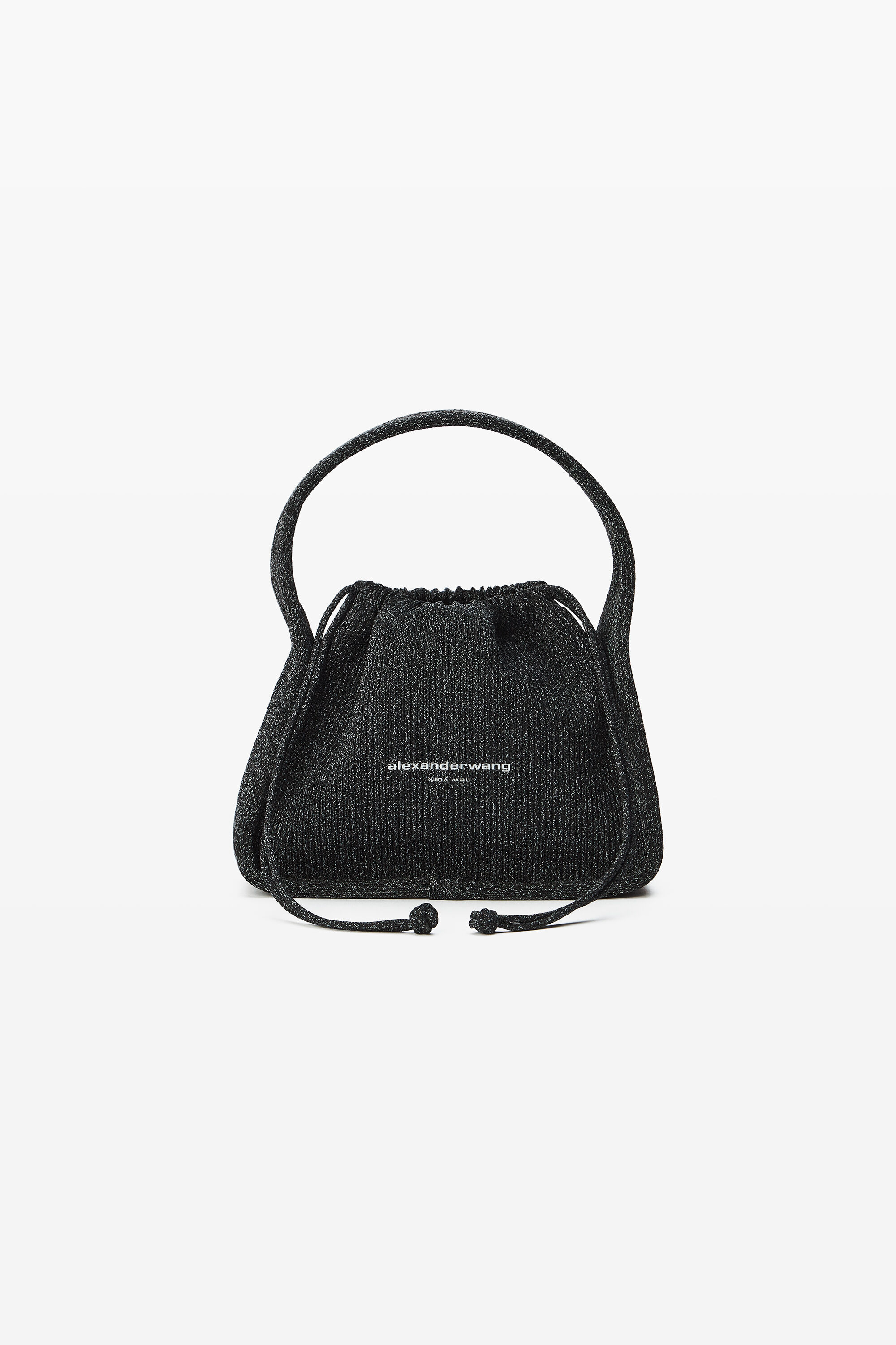 Black leather Roux Small Top Handle Bag in BLACK | alexanderwang®