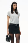 alexander wang crescent  small crackle patent leather handle bag w/logo black