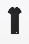 Alexander Wang washed black short sleeve loungewear dress in ribbed cotton