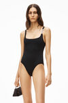 alexander wang diamante logo charm swimsuit in jersey black