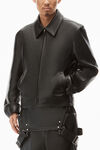 alexander wang 内衬皮革收腰夹克 black
