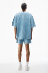 Alexander Wang washed blue 棉质平纹针织布加大款棒球衫