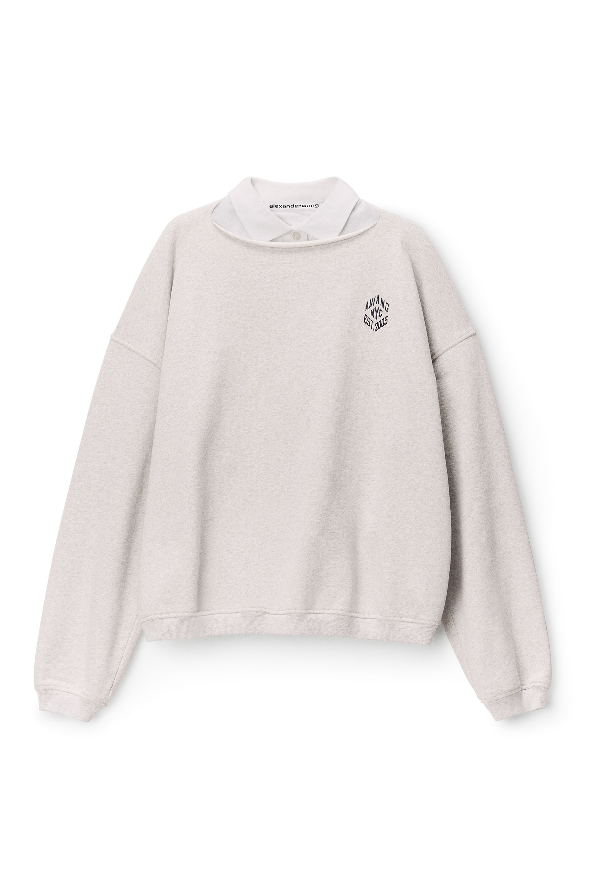 Polo Dickie Sweatshirt in LT HEATHER GREY/VINTAGE WHITE