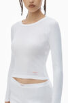 Alexander Wang white crystal hotfix long sleeve crewneck tee