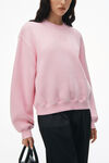 alexander wang puff logo sweatshirt in terry soft candy pink