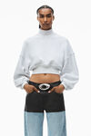 alexander wang turtleneck sweatshirt in classic terry light heather grey