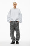 Alexander Wang light heather grey 徽标刺绣的超大号圆领棉衣