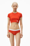 Alexander Wang fiery red 罗纹平纹针织布短款短袖 t 恤
