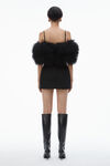 Alexander Wang black minidress with detachable mongolian lamb shearling