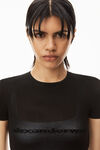 alexander wang logo mesh tee in compact nylon black