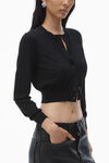 alexander wang スーパーファインメリノ ロゴ入りクロップドカーディガン black