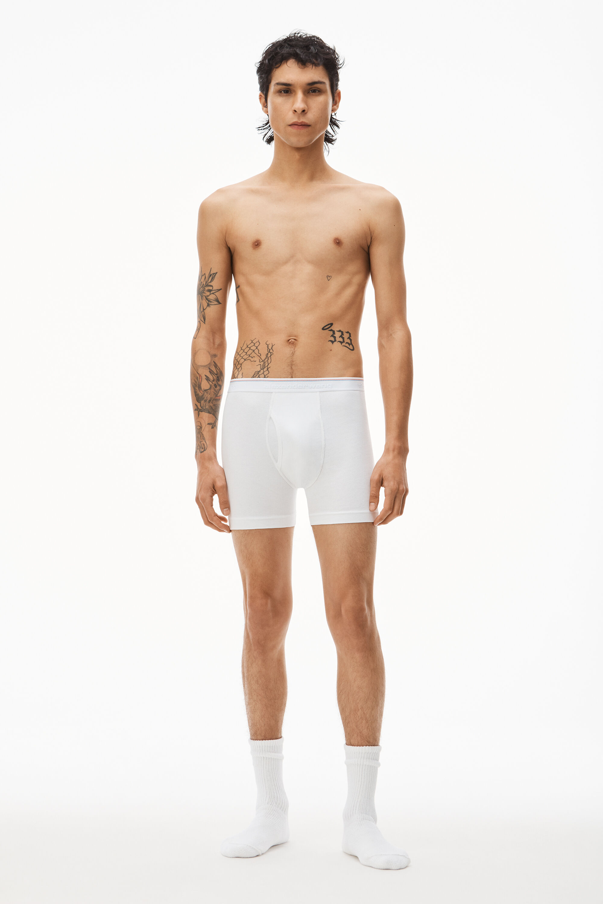 alexanderwang BOXER BRIEF IN RIBBED JERSEY WHITE - alexanderwang® US