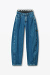 Alexander Wang deep blue pre-styled rounded jeans with underwear waistband