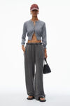 Alexander Wang heather grey logo cropped cardigan in superfine merino