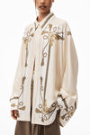 alexander wang chemise boutonnée baroque en sergé de soie ivory multi