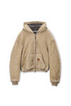 Alexander Wang weathered tan hooded workwear jacket with weathered flocking