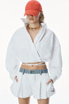 Alexander Wang white デニムウエストバンド コットン オックスフォード ボクサースタイルショーツ