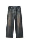Alexander Wang vintage black 皮革 trompe-l'oeil 牛仔裤