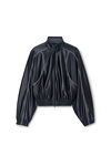 Alexander Wang navy grey 光泽罗缎平纹针织布解构式运动夹克