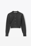 Alexander Wang charcoal melange crystal hotfix shrunken cardigan in wool