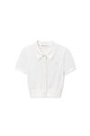 Alexander Wang soft white logo embroidered polo cardigan in viscose