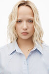 Alexander Wang light blue stripe cropped sleeveless button-up shirt in cotton