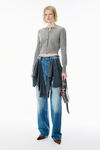 Alexander Wang heather grey cardigan in misto lana grigio con strass termoapplicati